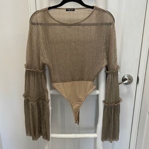 Like New Gold Bell Sleeve Bodysuit